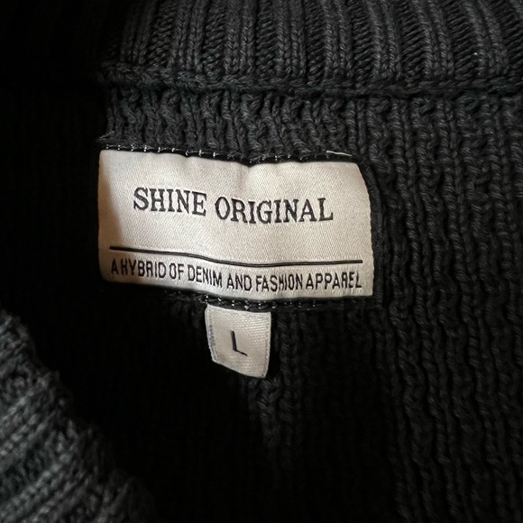 “Shine Original” Men’s Long Sleeve Heavy Winter Sweater - Large Black $159 new - Picture 2 of 2